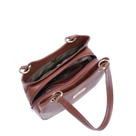 Brown Genuine Leather Women Top Handle Shoulder Hobo Bag Ladies Satchel Handbag - Picture 5 of 10